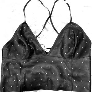 Zara studded faux leather crop top
